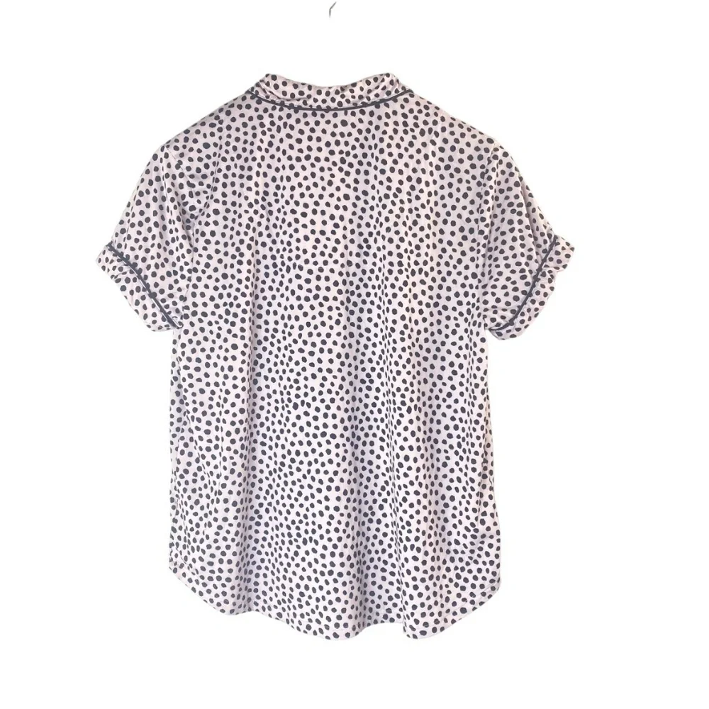 KATE SPADE Blush Pink Black Dots Short Sleeve Long Pant Pajamas Top M/Pant S